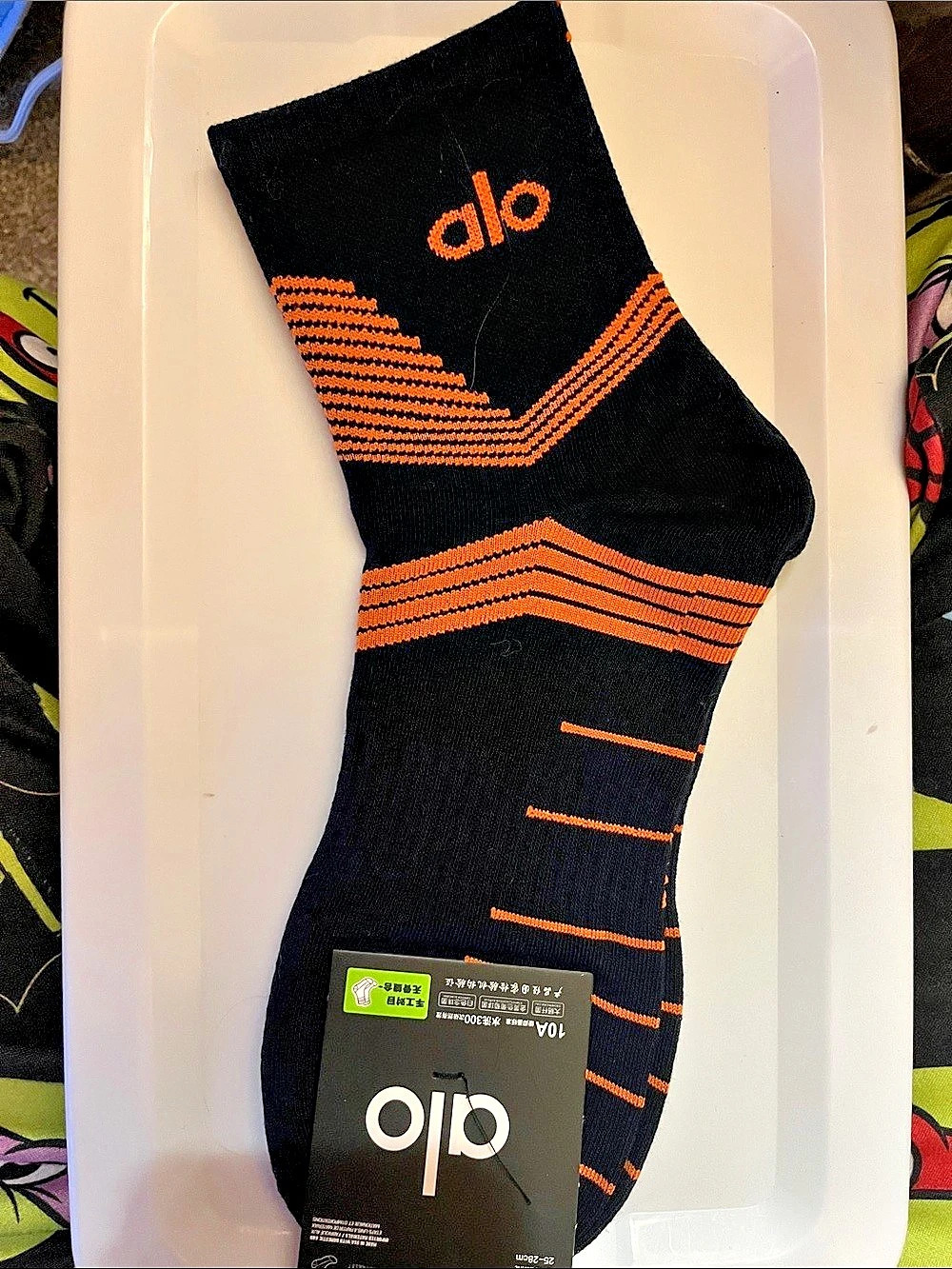 alo Athletic Crew Socks in Black & Orange NWT